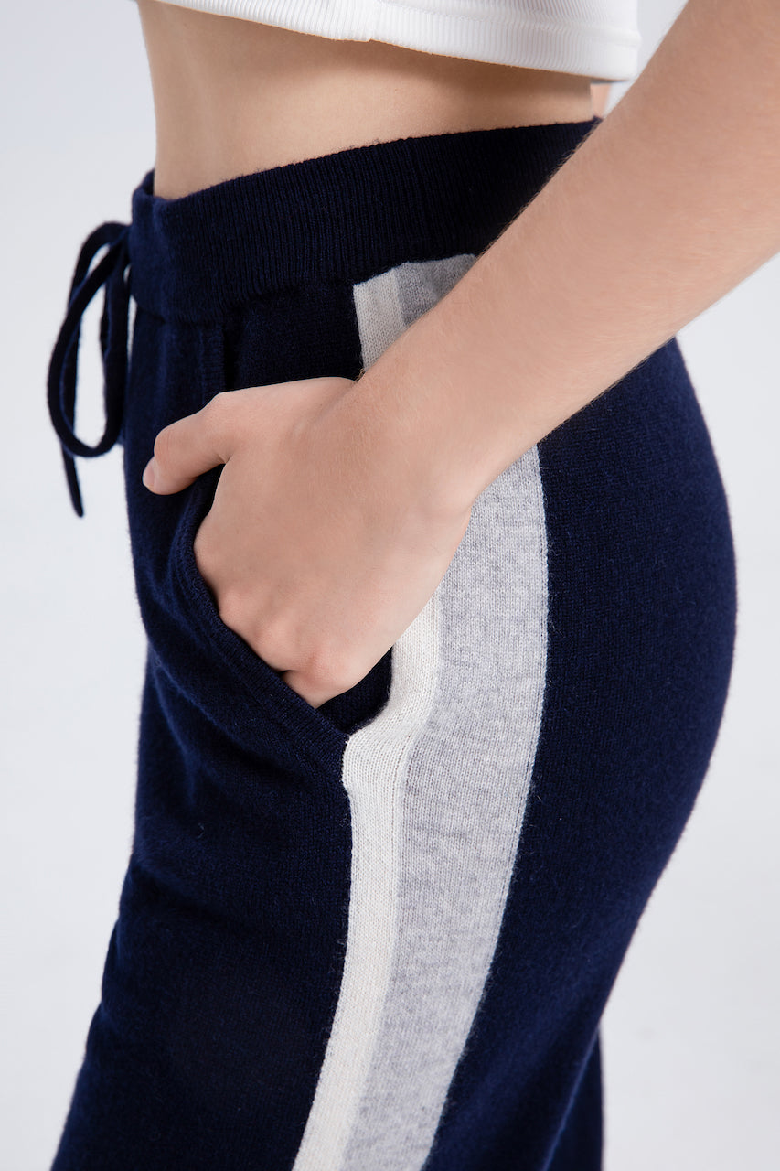 Navy Cuffed Cashmere Jogger